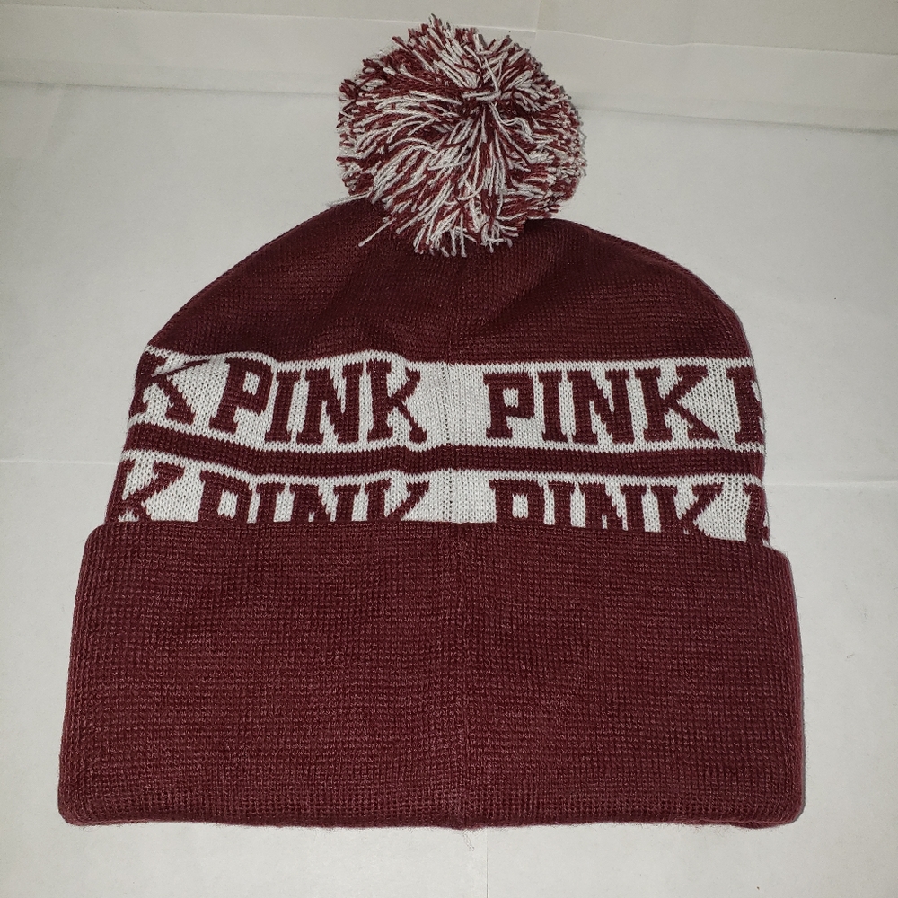 Pink VS, Beanie with pom pom. "New"